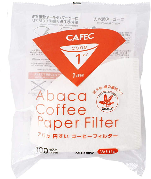 CAFEC Abaca Cone-Shaped Paper Filter White - kafeido roasters