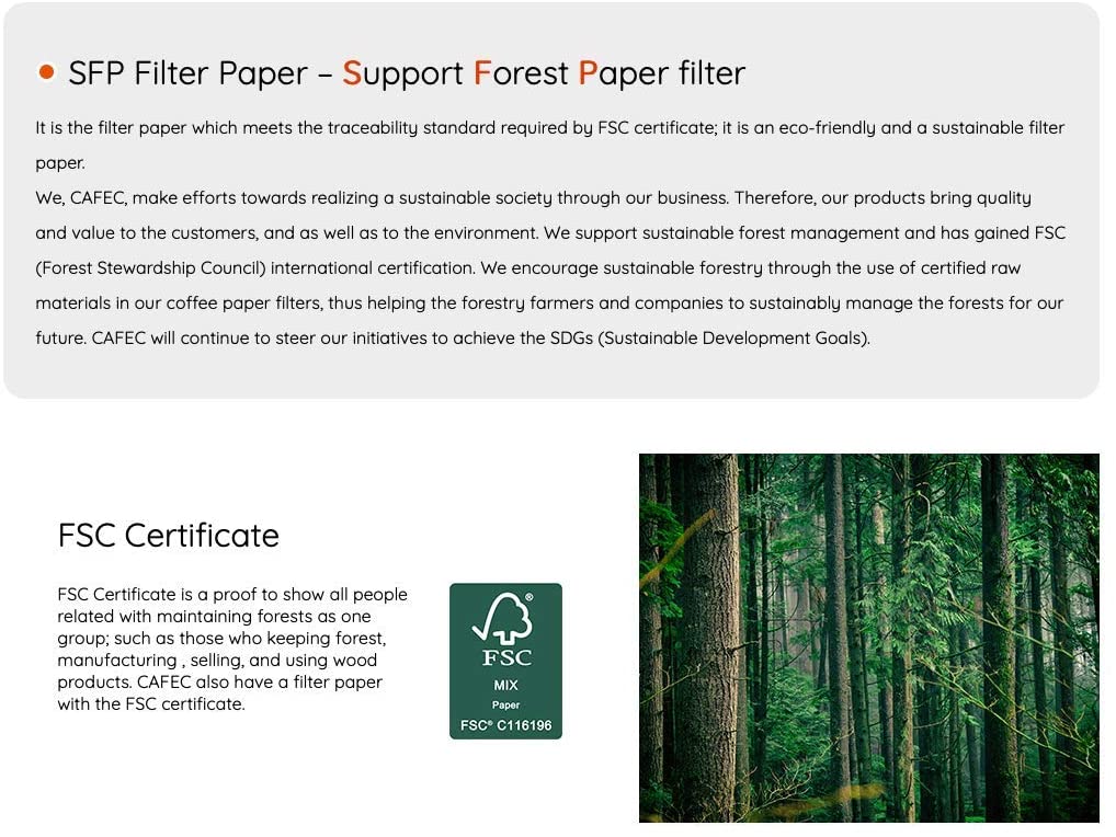 CAFEC SFP (Support Forest Paper) Filter Paper | Made in Japan | 100 Sheets - kafeido roasters